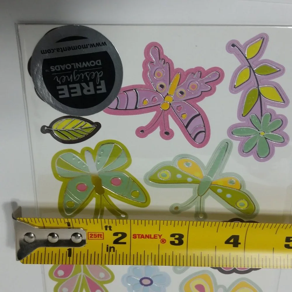2 Spring Flowers & Butterfly Stickers Scrapbook